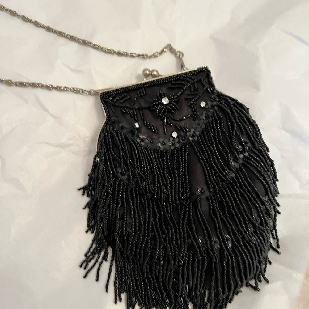 Black sequin evening bag